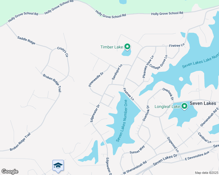 map of restaurants, bars, coffee shops, grocery stores, and more near Edgewater Place in Pinehurst