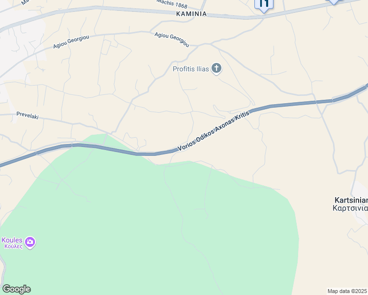 map of restaurants, bars, coffee shops, grocery stores, and more near Ethniki Odos Irakliou Agiou Nikolaou in Crete