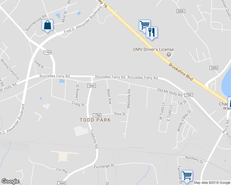 map of restaurants, bars, coffee shops, grocery stores, and more near 6228 Easter Lane in Charlotte