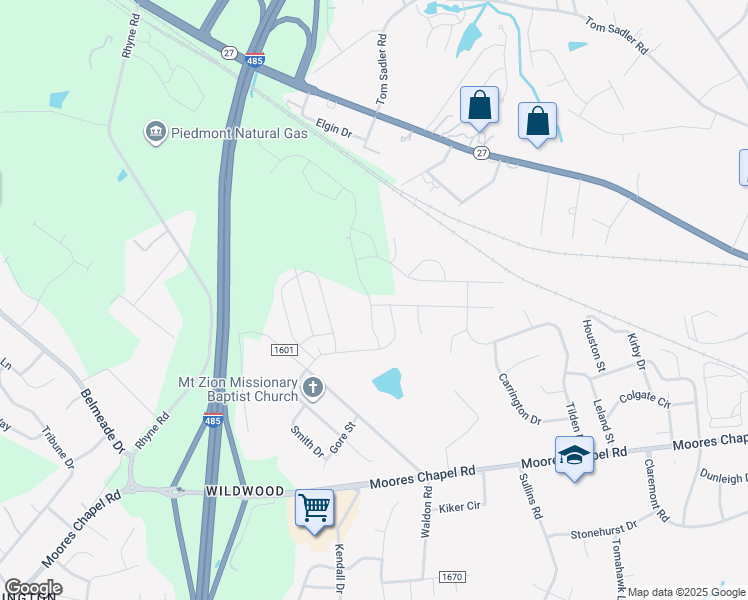 map of restaurants, bars, coffee shops, grocery stores, and more near 8500 Deerwood Road in Charlotte