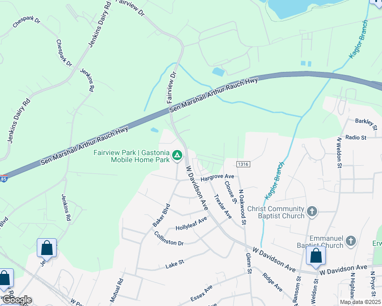 map of restaurants, bars, coffee shops, grocery stores, and more near 1998 West Davidson Avenue in Gastonia