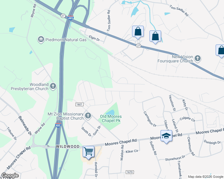 map of restaurants, bars, coffee shops, grocery stores, and more near 8502 Deerwood Road in Charlotte