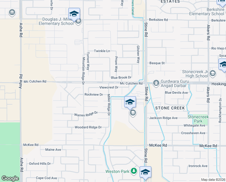 map of restaurants, bars, coffee shops, grocery stores, and more near 8211 Ridgegate Court in Bakersfield