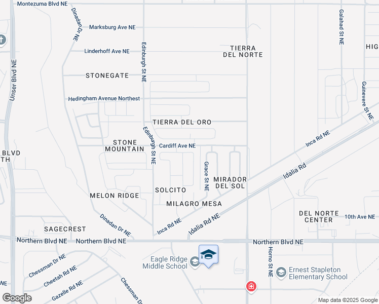 map of restaurants, bars, coffee shops, grocery stores, and more near 1199 Grace Street Northeast in Rio Rancho