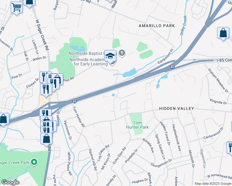 map of restaurants, bars, coffee shops, grocery stores, and more near 1400 Ventura Way Drive in Charlotte