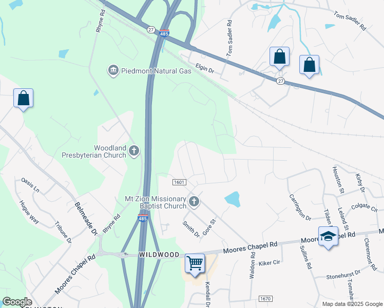 map of restaurants, bars, coffee shops, grocery stores, and more near 9608 Old Moores Chapel Road in Charlotte