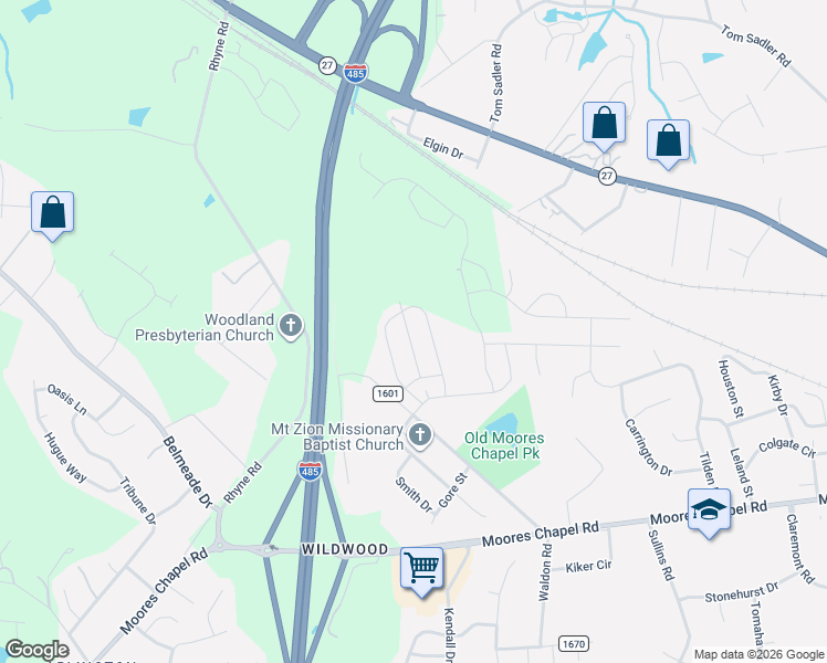 map of restaurants, bars, coffee shops, grocery stores, and more near in Charlotte