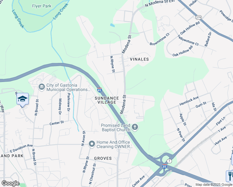 map of restaurants, bars, coffee shops, grocery stores, and more near 1232 Bicycle Court in Gastonia
