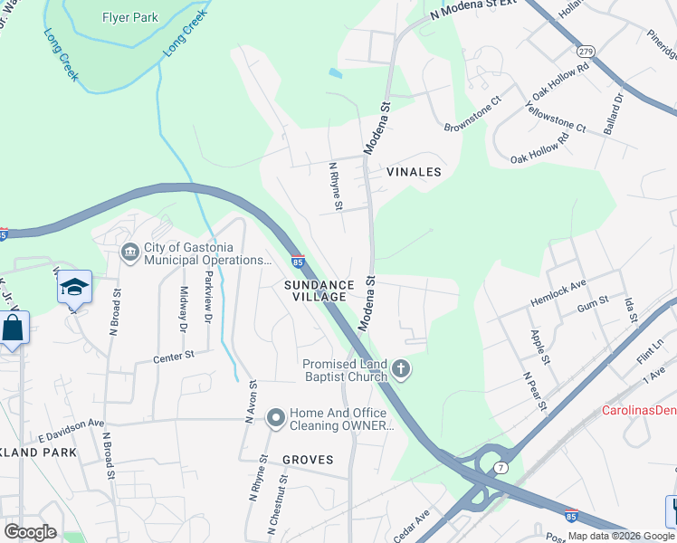 map of restaurants, bars, coffee shops, grocery stores, and more near 840 Raindrops Road in Gastonia