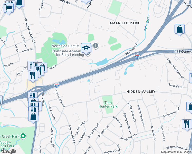 map of restaurants, bars, coffee shops, grocery stores, and more near 1010 Tara Ln in Charlotte