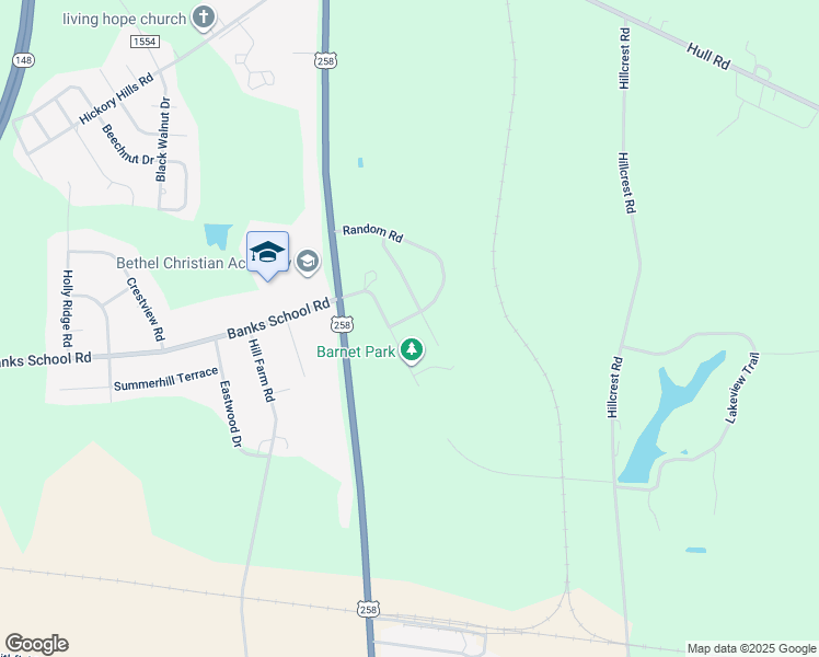 map of restaurants, bars, coffee shops, grocery stores, and more near 2100 Westwood Drive in Kinston