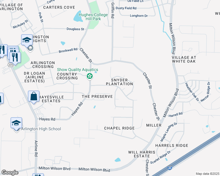 map of restaurants, bars, coffee shops, grocery stores, and more near 12193 Dargie Drive in Arlington