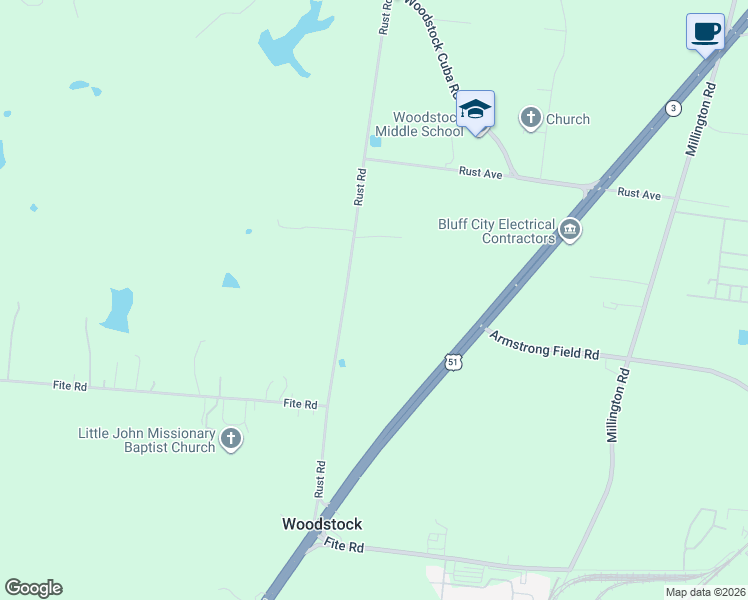 map of restaurants, bars, coffee shops, grocery stores, and more near 5716 Rust Road in Memphis