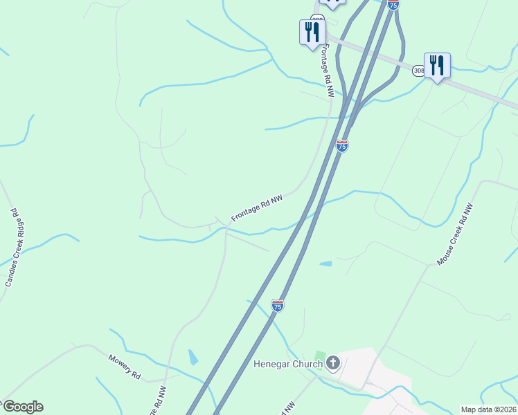 map of restaurants, bars, coffee shops, grocery stores, and more near 8901 Frontage Road Northwest in Cleveland