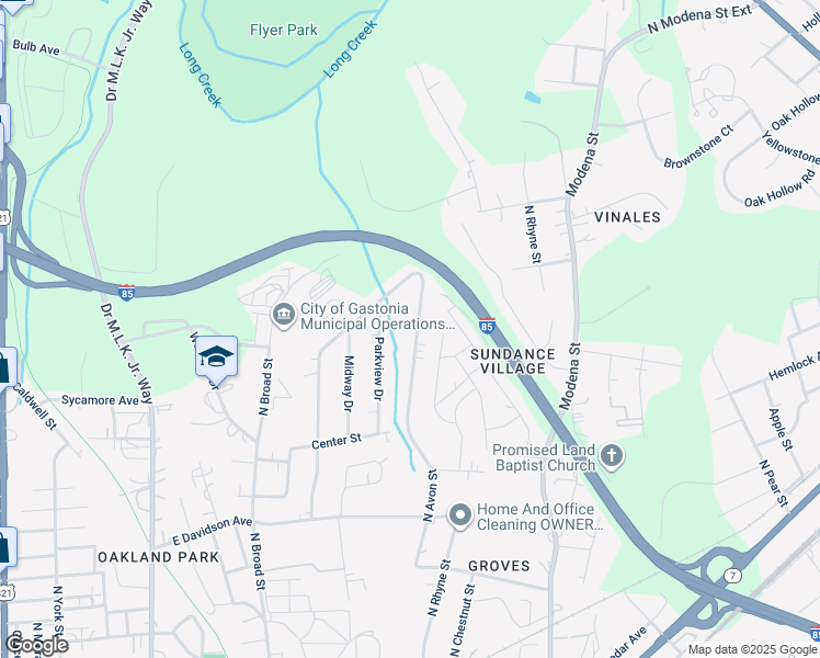 map of restaurants, bars, coffee shops, grocery stores, and more near 1450 Green Circle Drive in Gastonia