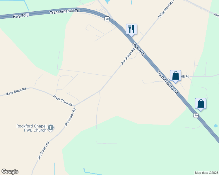 map of restaurants, bars, coffee shops, grocery stores, and more near 3114-3196 Jim Sutton Road in La Grange