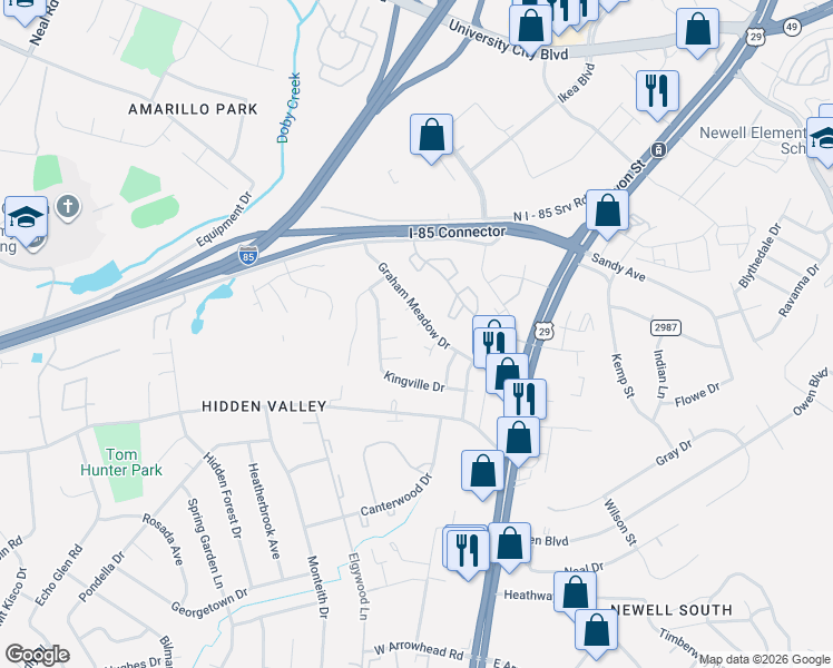 map of restaurants, bars, coffee shops, grocery stores, and more near 2310 Pesca Lane in Charlotte