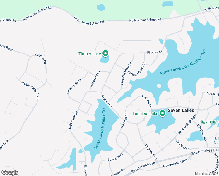 map of restaurants, bars, coffee shops, grocery stores, and more near Roundtree Road in Seven Lakes