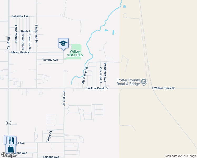 map of restaurants, bars, coffee shops, grocery stores, and more near 7110 Marlowe Road in Amarillo