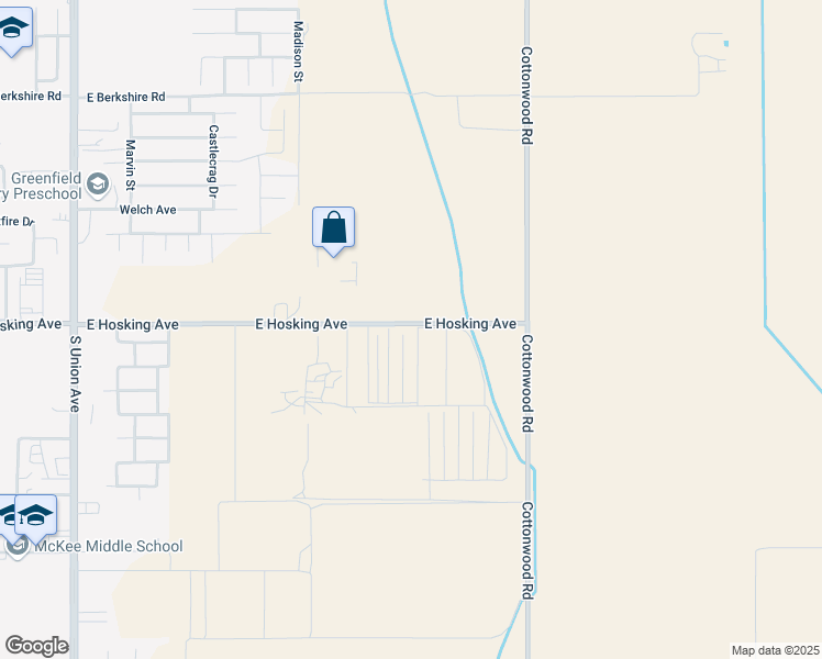 map of restaurants, bars, coffee shops, grocery stores, and more near 1000 E Hosking Ave in Bakersfield