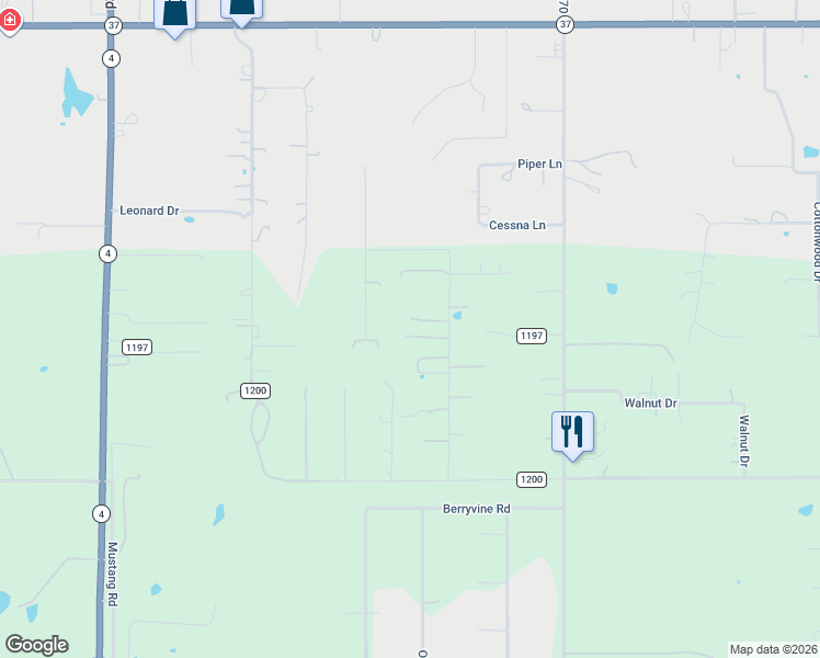 map of restaurants, bars, coffee shops, grocery stores, and more near 768 Ranchwood Drive in Tuttle