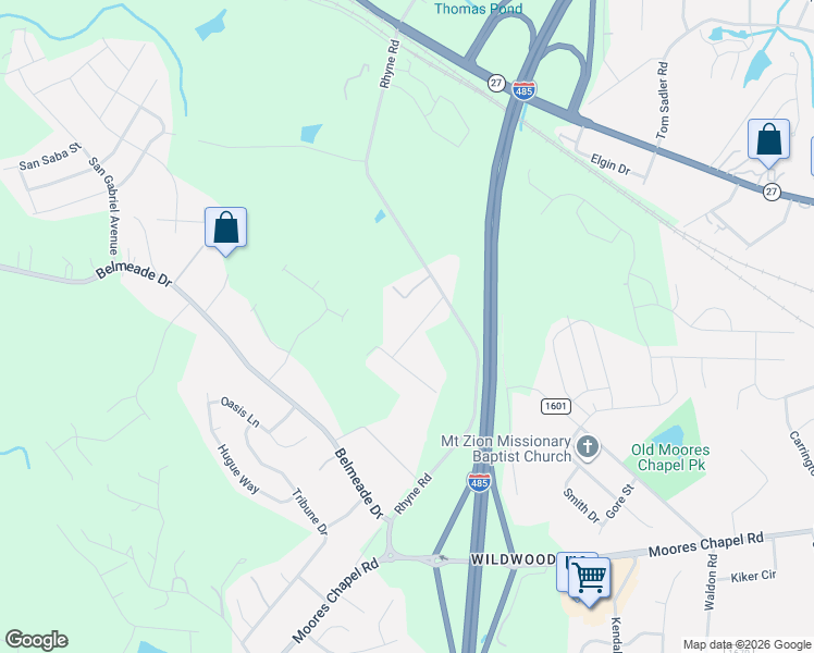 map of restaurants, bars, coffee shops, grocery stores, and more near 2436 Chapelton Drive in Charlotte
