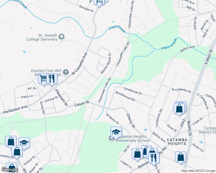 map of restaurants, bars, coffee shops, grocery stores, and more near 94 Lynnbrook Drive in Belmont