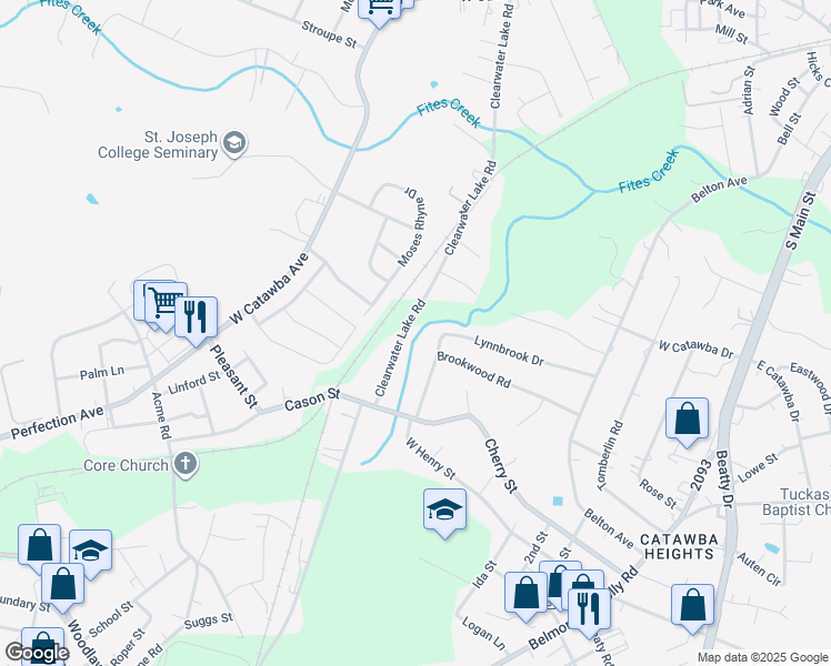 map of restaurants, bars, coffee shops, grocery stores, and more near 94 Lynnbrook Drive in Belmont