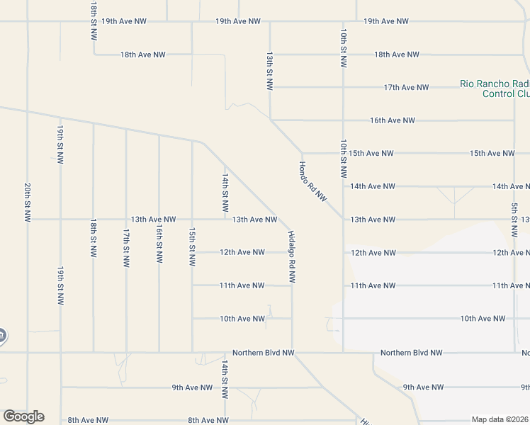 map of restaurants, bars, coffee shops, grocery stores, and more near Hidalgo Road Northwest in Rio Rancho