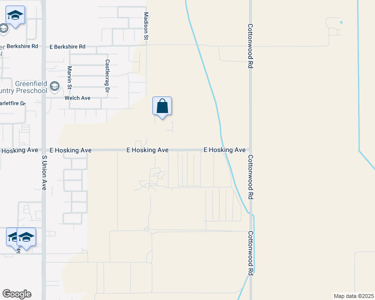 map of restaurants, bars, coffee shops, grocery stores, and more near 276 East Hosking Avenue in Bakersfield