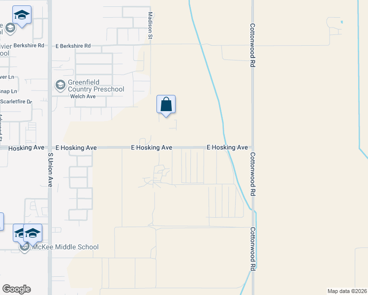 map of restaurants, bars, coffee shops, grocery stores, and more near 84-274 East Hosking Avenue in Bakersfield