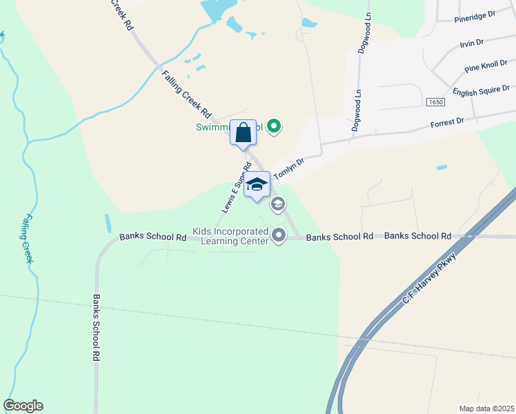 map of restaurants, bars, coffee shops, grocery stores, and more near 2148 Falling Creek Road in Kinston