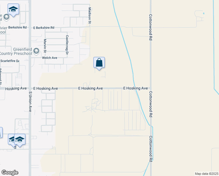 map of restaurants, bars, coffee shops, grocery stores, and more near 84-274 East Hosking Avenue in Bakersfield