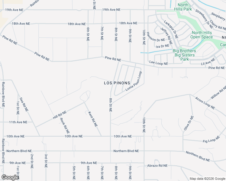 map of restaurants, bars, coffee shops, grocery stores, and more near 866 Loma Pinon Loop in Rio Rancho