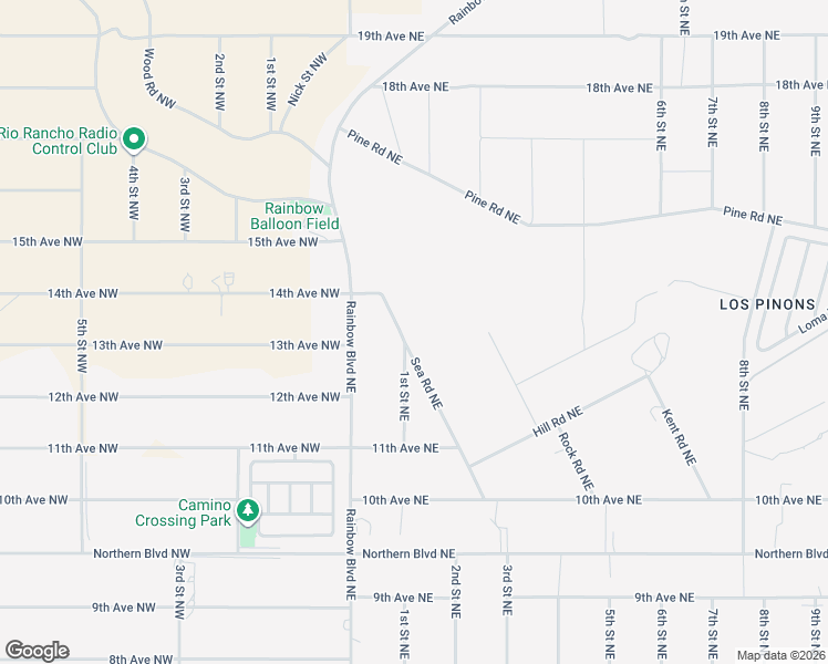 map of restaurants, bars, coffee shops, grocery stores, and more near 2401 Box Lake Drive Northeast in Rio Rancho