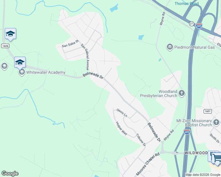 map of restaurants, bars, coffee shops, grocery stores, and more near 2430 Belmeade Dr in Charlotte