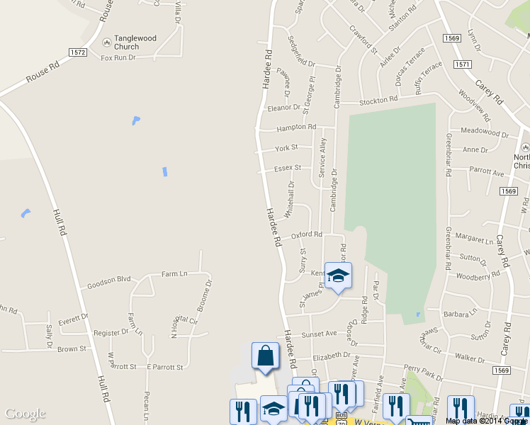 map of restaurants, bars, coffee shops, grocery stores, and more near 1602 Hardee Rd in Kinston