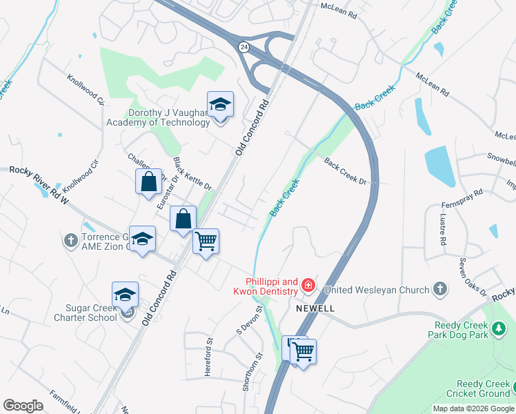 map of restaurants, bars, coffee shops, grocery stores, and more near 4003 Marygrove Court in Charlotte