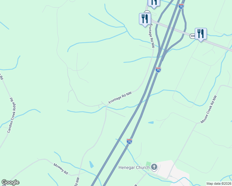 map of restaurants, bars, coffee shops, grocery stores, and more near 8901 Frontage Road Northwest in Cleveland