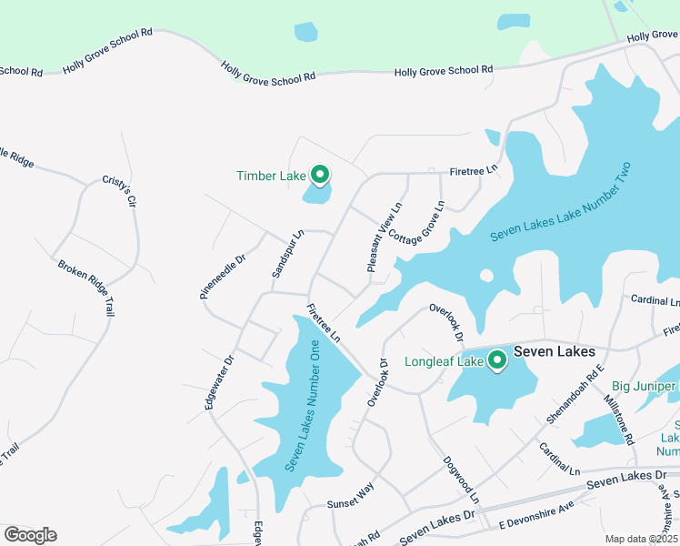 map of restaurants, bars, coffee shops, grocery stores, and more near 107 Roundtree Road in Seven Lakes