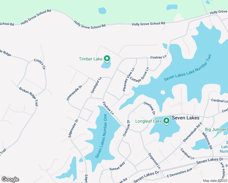 map of restaurants, bars, coffee shops, grocery stores, and more near 107 Roundtree Road in Seven Lakes