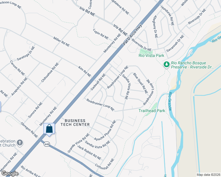 map of restaurants, bars, coffee shops, grocery stores, and more near 6365 Crow Road Northeast in Rio Rancho