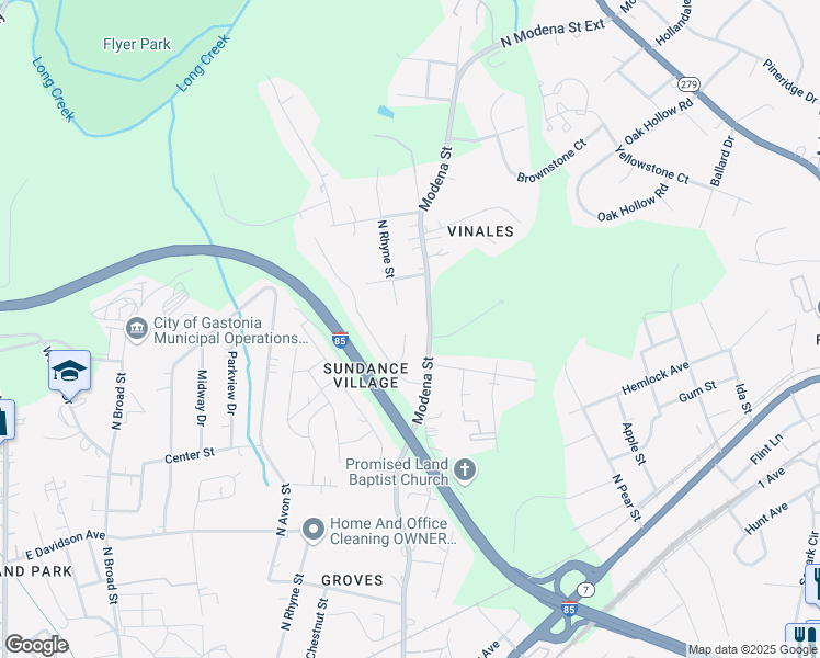map of restaurants, bars, coffee shops, grocery stores, and more near 1232 Bicycle Court in Gastonia