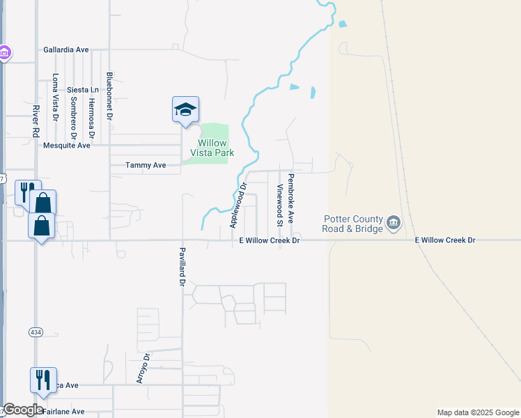 map of restaurants, bars, coffee shops, grocery stores, and more near 7110 Marlowe Road in Amarillo