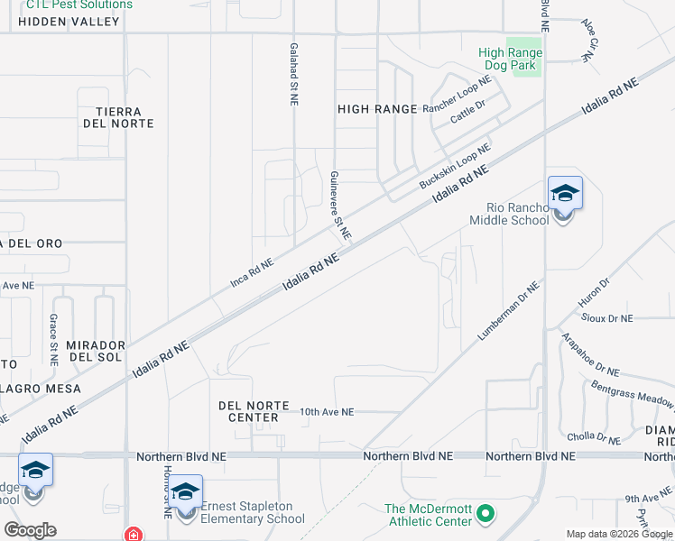 map of restaurants, bars, coffee shops, grocery stores, and more near 1 Delia Court Northwest in Rio Rancho