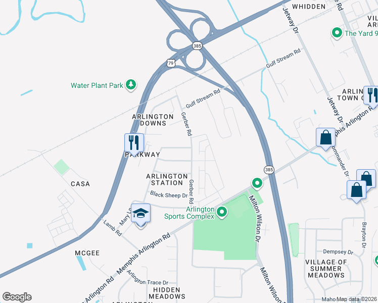 map of restaurants, bars, coffee shops, grocery stores, and more near 11249 Wolf Woods Drive in Arlington