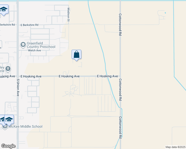 map of restaurants, bars, coffee shops, grocery stores, and more near 1000 E Hosking Ave in Bakersfield