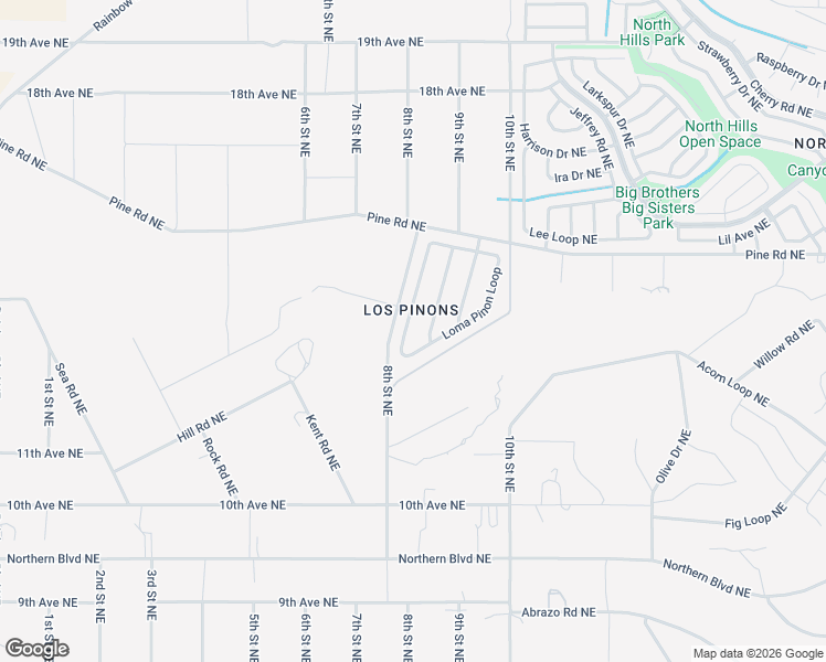 map of restaurants, bars, coffee shops, grocery stores, and more near 866 Loma Pinon Loop in Rio Rancho