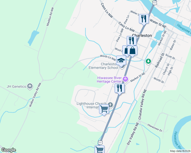 map of restaurants, bars, coffee shops, grocery stores, and more near 305 Northwest Drive Northwest in Charleston
