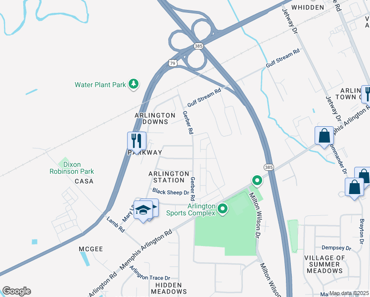 map of restaurants, bars, coffee shops, grocery stores, and more near 11237 Wolf Woods Drive in Arlington